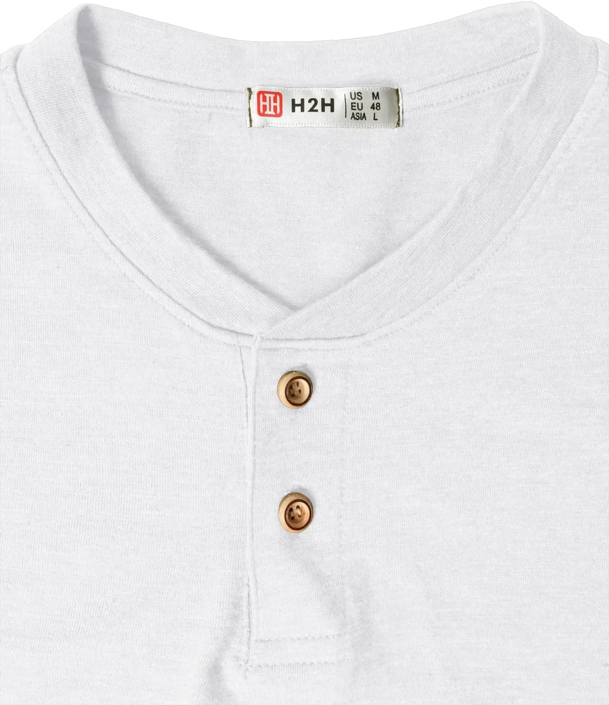 H2H Mens Casual Premium Slim Fit Henley Shirts Lightweight Thin Fabric