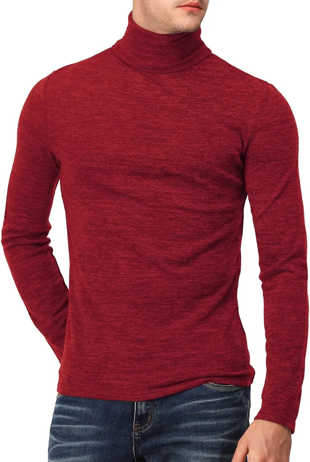 H2H Mens Lightweight Slim Fit Turtleneck Pullover Casual Long Sleeve