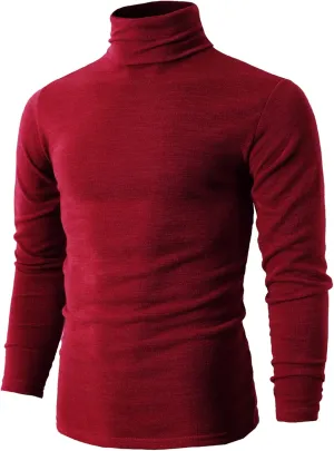 H2H Mens Lightweight Slim Fit Turtleneck Pullover Casual Long Sleeve