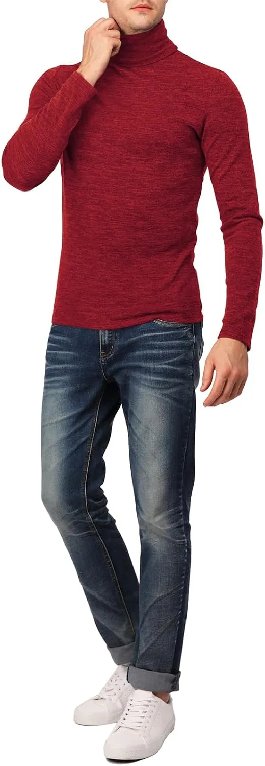H2H Mens Lightweight Slim Fit Turtleneck Pullover Casual Long Sleeve