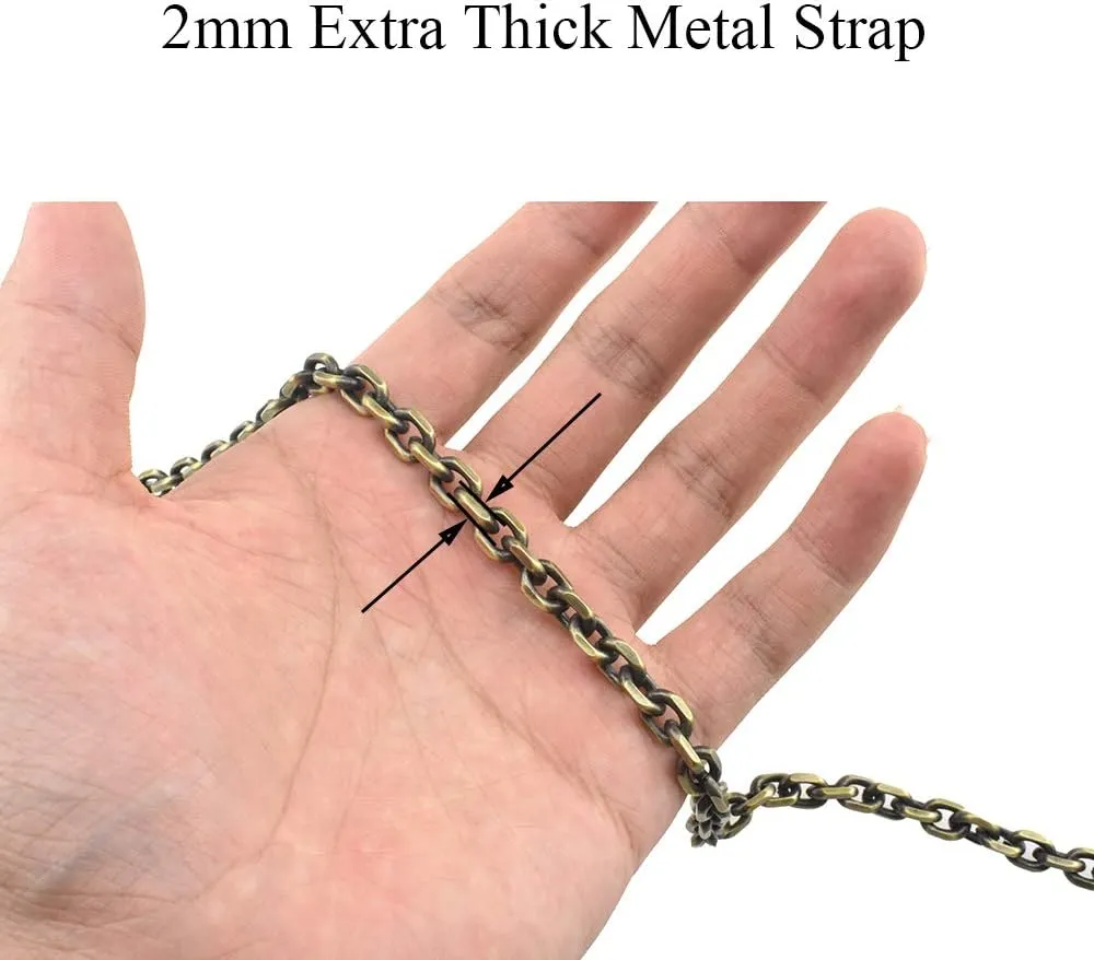HAHIYO Mini Pochette Purse Chain Strap Thin Wide 6mm for LV Length 59.1 inches Thick 2mm Shiny Bronze for Shoulder Cross Body Sling Handbag Wallet Clutch Comfortable Flat Metal Strap 1 Pack