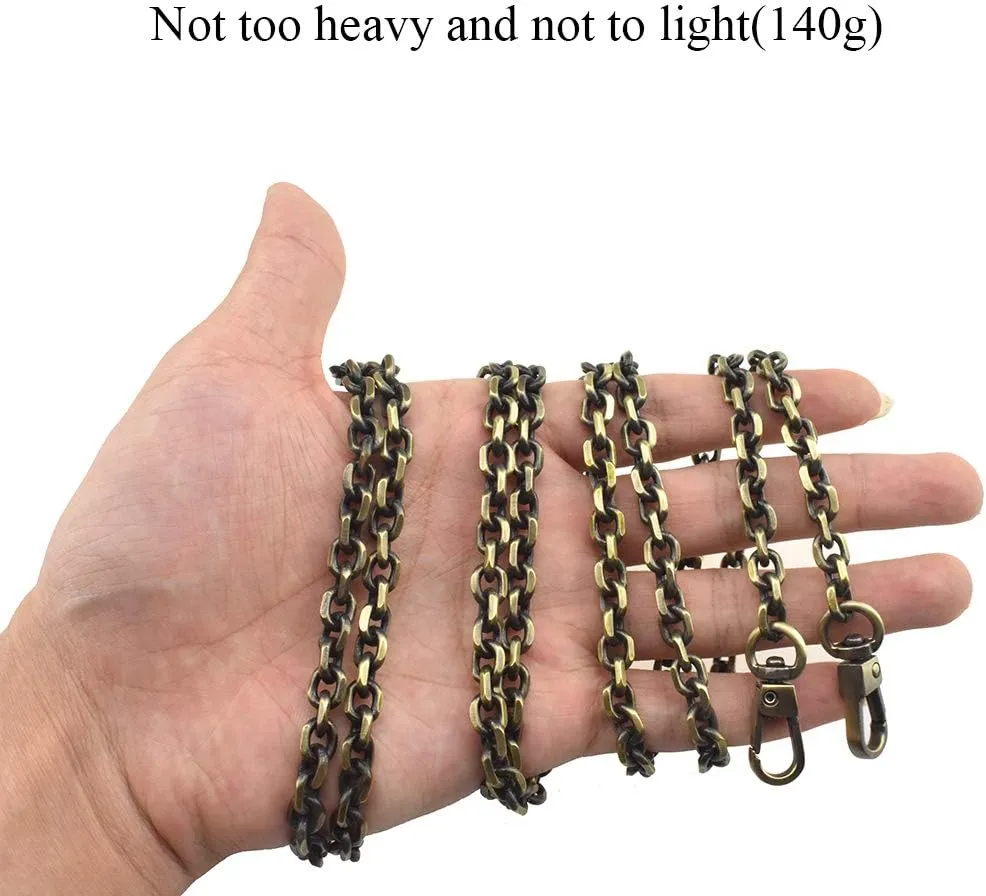 HAHIYO Mini Pochette Purse Chain Strap Thin Wide 6mm for LV Length 59.1 inches Thick 2mm Shiny Bronze for Shoulder Cross Body Sling Handbag Wallet Clutch Comfortable Flat Metal Strap 1 Pack