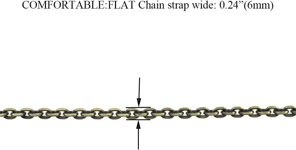 HAHIYO Mini Pochette Purse Chain Strap Thin Wide 6mm for LV Length 59.1 inches Thick 2mm Shiny Bronze for Shoulder Cross Body Sling Handbag Wallet Clutch Comfortable Flat Metal Strap 1 Pack