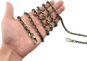 HAHIYO Mini Pochette Purse Chain Strap Thin Wide 6mm for LV Length 59.1 inches Thick 2mm Shiny Bronze for Shoulder Cross Body Sling Handbag Wallet Clutch Comfortable Flat Metal Strap 1 Pack