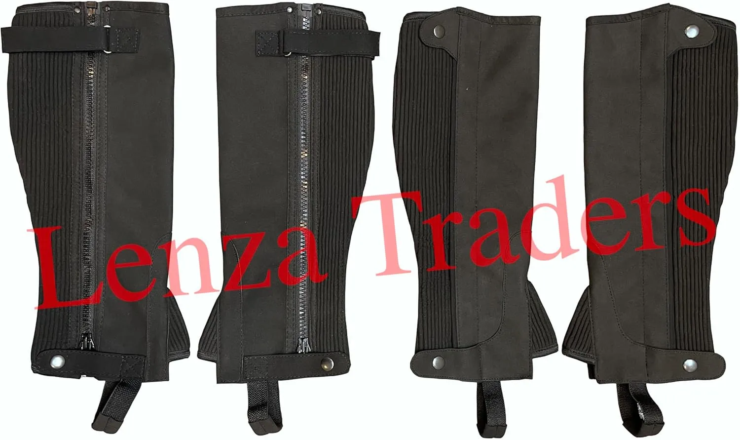 Half Chaps Black Amara Equestrian English Riding Unisex Adult Half Chap Premium Synthetic Amara Leather