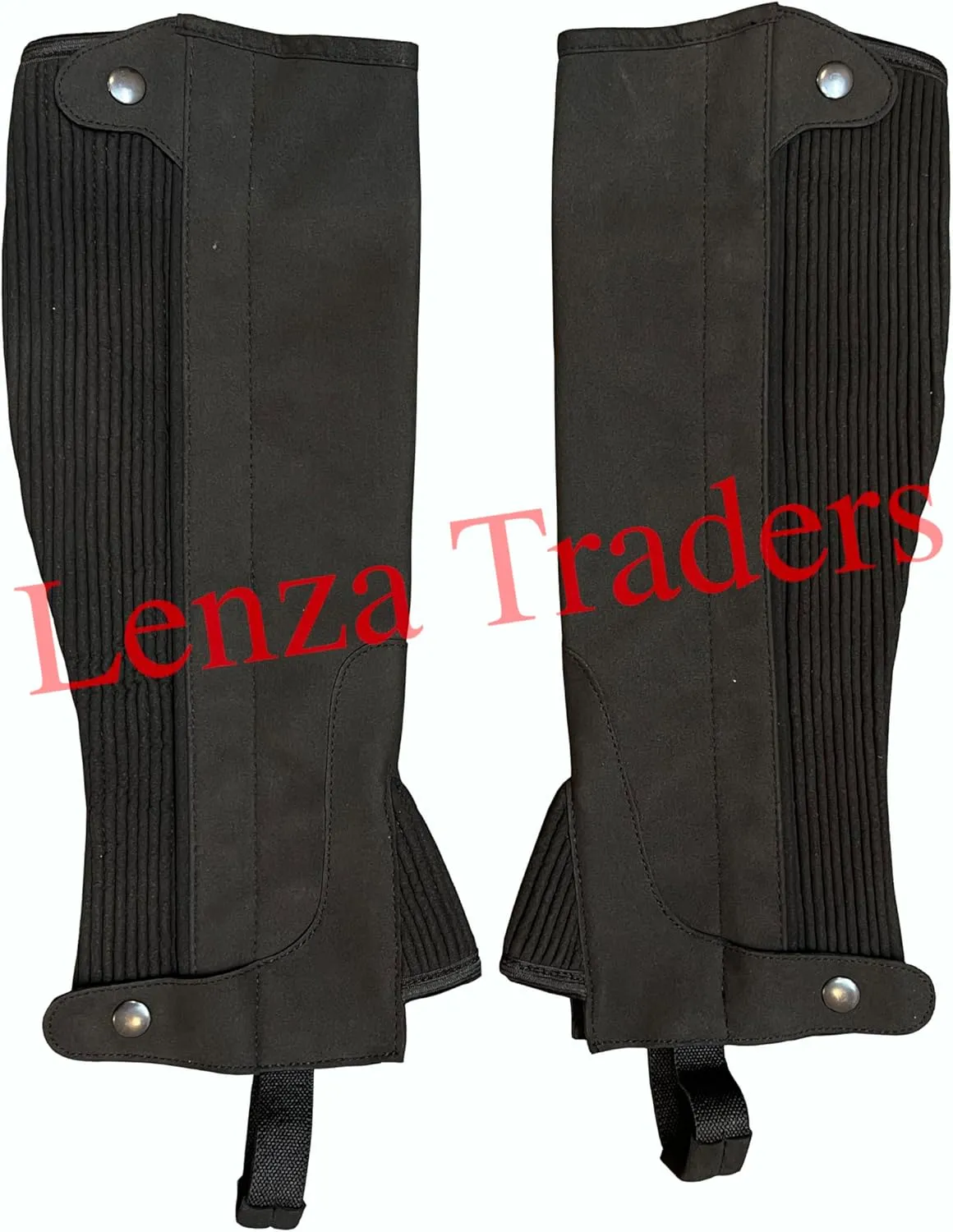 Half Chaps Black Amara Equestrian English Riding Unisex Adult Half Chap Premium Synthetic Amara Leather