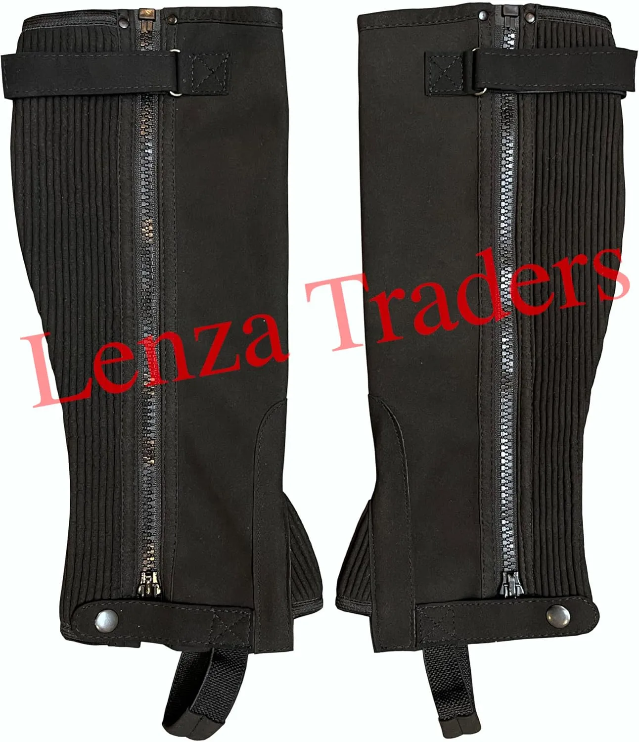 Half Chaps Black Amara Equestrian English Riding Unisex Adult Half Chap Premium Synthetic Amara Leather