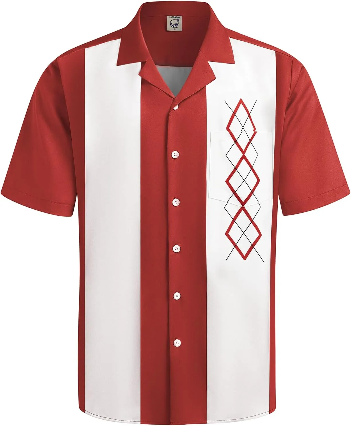 Hardaddy Men's Camp Collar Retro Vintage Bowling Button Down Shirt with Pocket Casual Short Sleeve Beach Shirts Summer