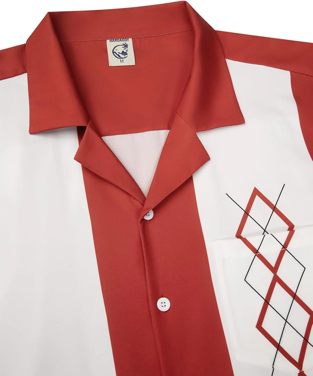 Hardaddy Men's Camp Collar Retro Vintage Bowling Button Down Shirt with Pocket Casual Short Sleeve Beach Shirts Summer