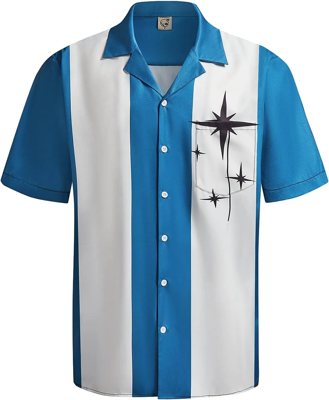 Hardaddy Men's Camp Collar Retro Vintage Bowling Button Down Shirt with Pocket Casual Short Sleeve Beach Shirts Summer