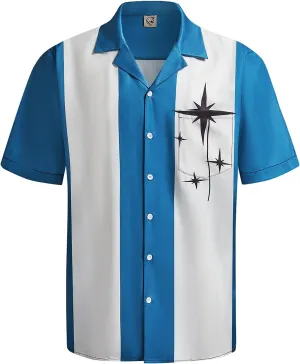 Hardaddy Men's Camp Collar Retro Vintage Bowling Button Down Shirt with Pocket Casual Short Sleeve Beach Shirts Summer