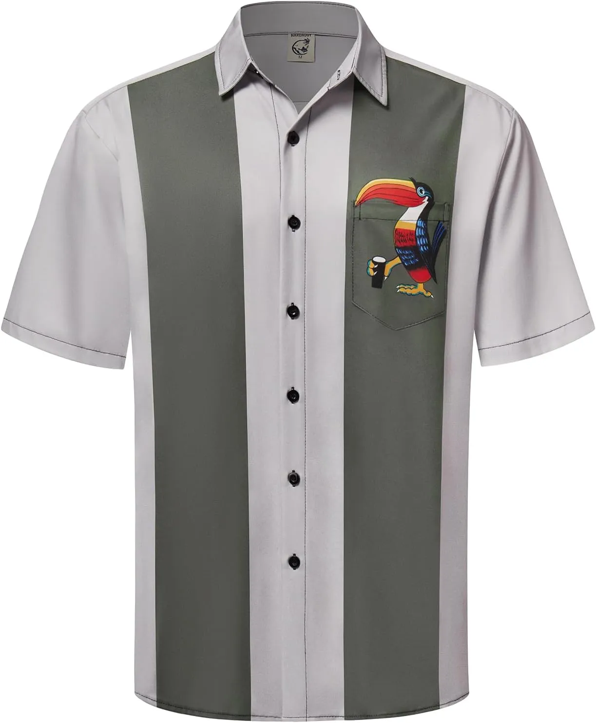 Hardaddy Men's Vintage Bowling Shirt Short Sleeve Button Down Hawaiian Summer Beach Printed Casual Shirts