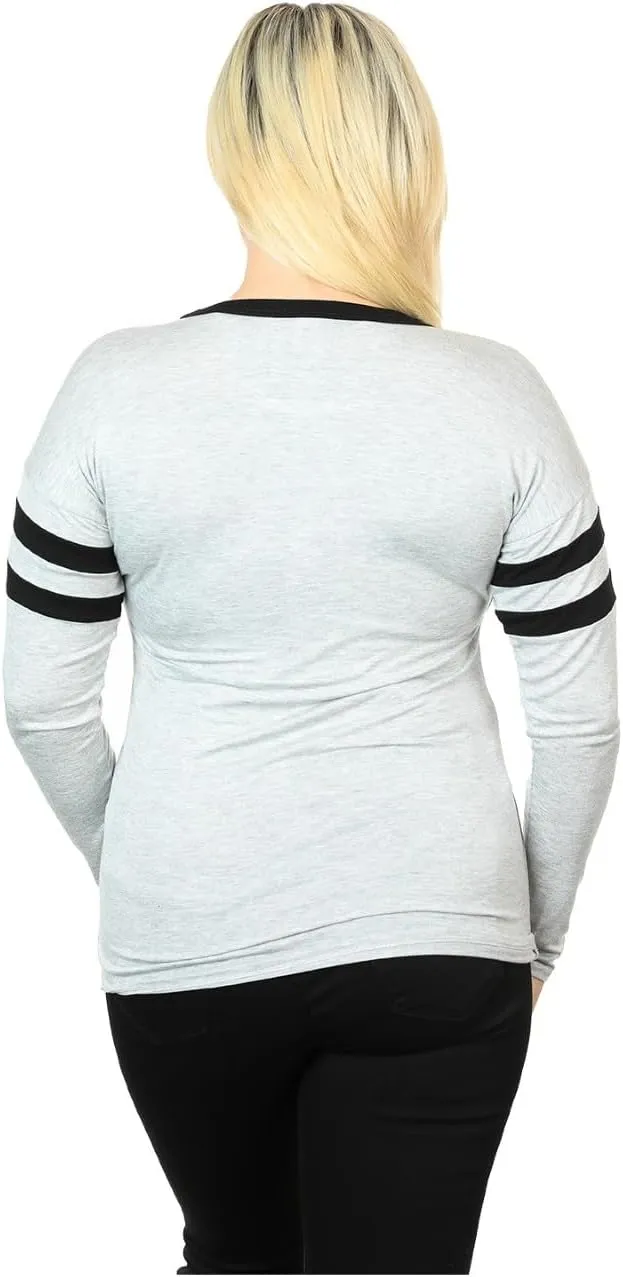 Harley-Davidson Women's Eatin Dust Crew Neck Striped Longsleeve Tee Shirt, Gray