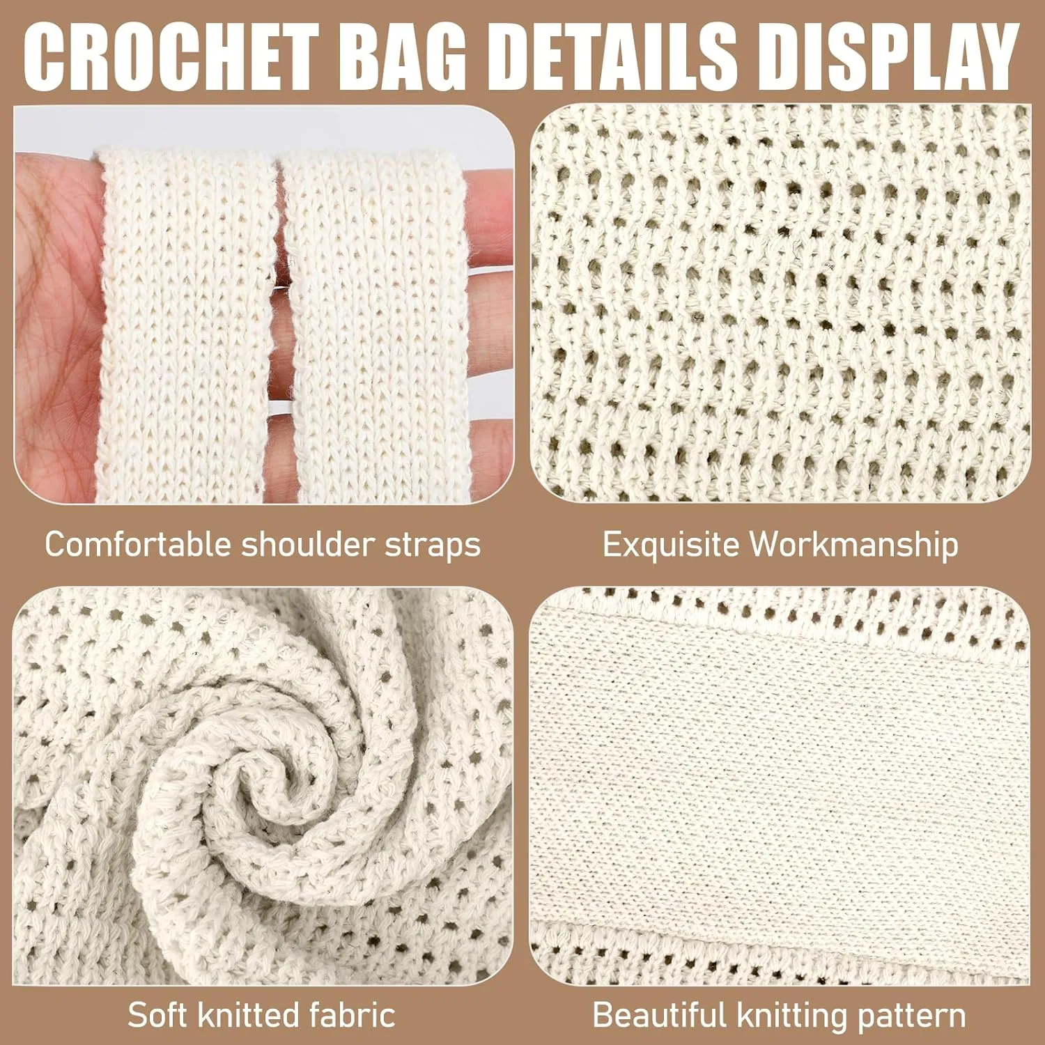 hatisan Crochet Bags for Women - Large Tote Aesthetic Handbag Shoulder Hippie Knit Bag