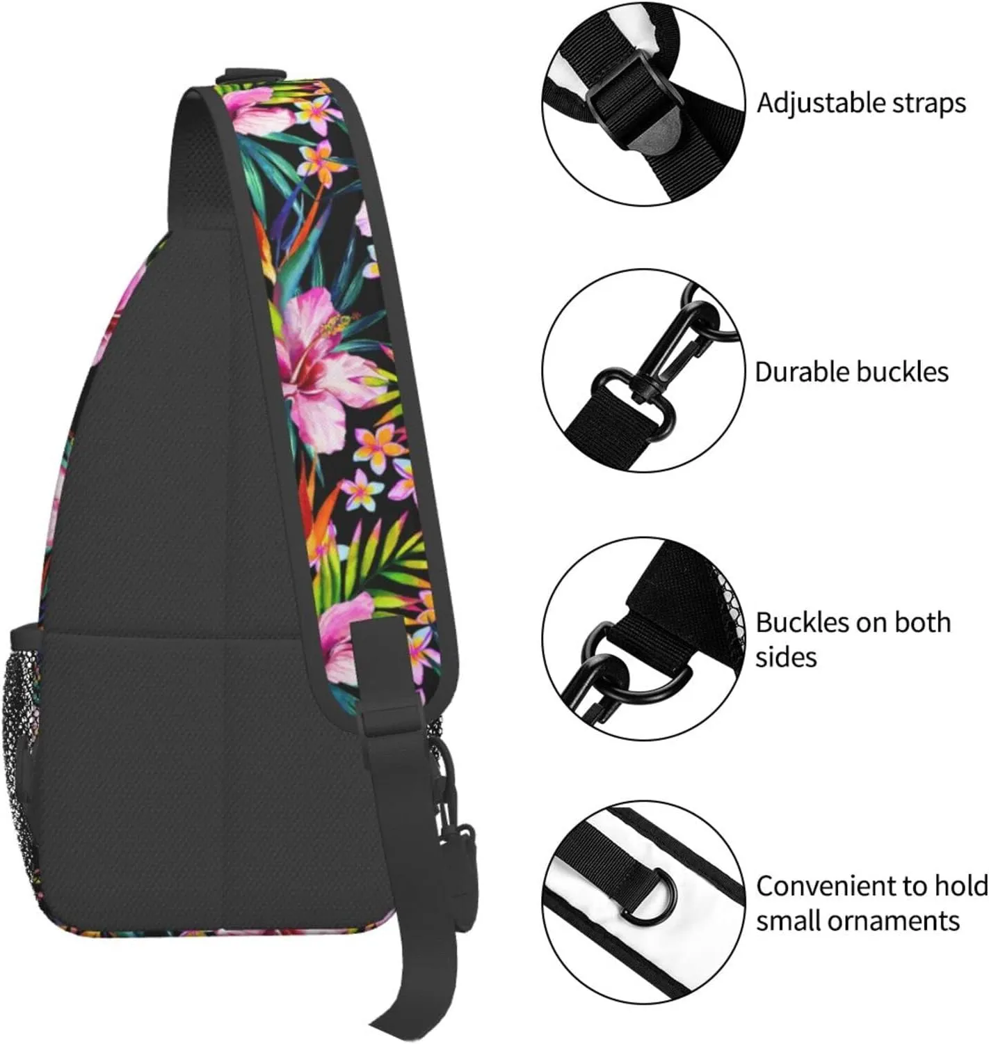 Hawaii Hawaiian Sling Bag,Multipurpose Crossbody Backpack Shoulder Chest Bag for Women Men Travel Hiking Daypack