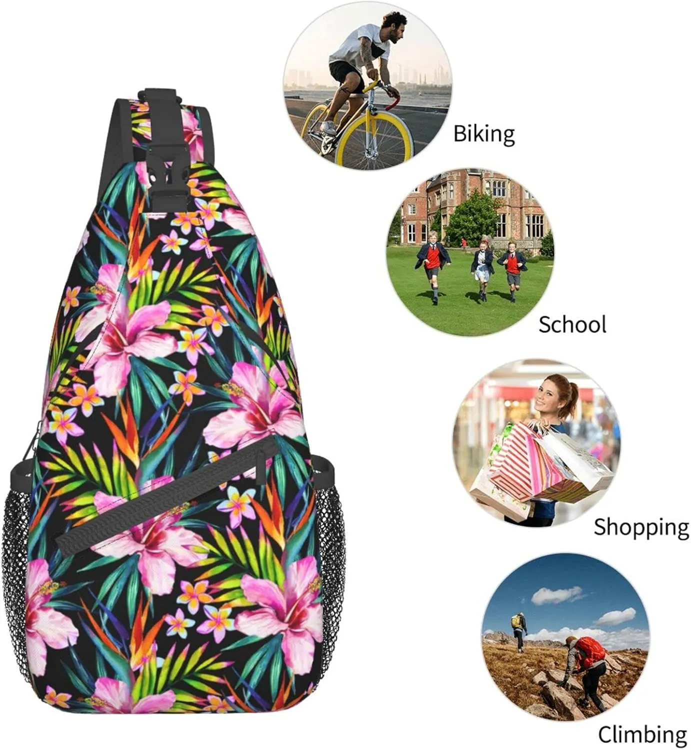 Hawaii Hawaiian Sling Bag,Multipurpose Crossbody Backpack Shoulder Chest Bag for Women Men Travel Hiking Daypack