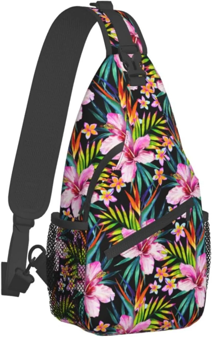 Hawaii Hawaiian Sling Bag,Multipurpose Crossbody Backpack Shoulder Chest Bag for Women Men Travel Hiking Daypack