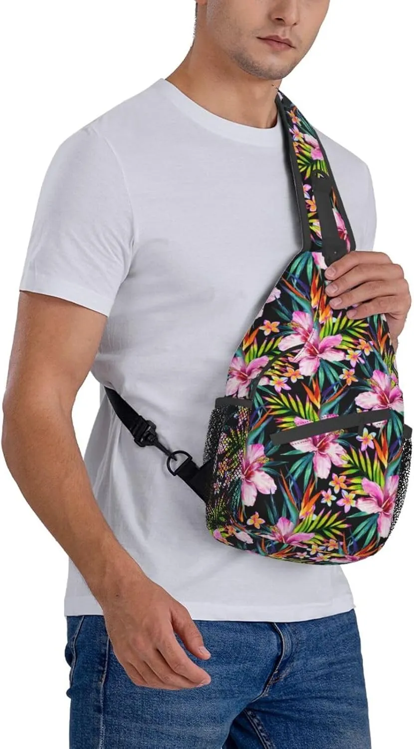 Hawaii Hawaiian Sling Bag,Multipurpose Crossbody Backpack Shoulder Chest Bag for Women Men Travel Hiking Daypack