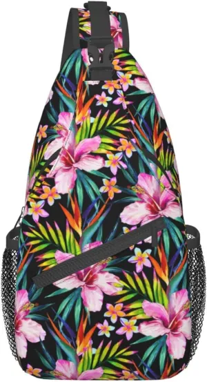 Hawaii Hawaiian Sling Bag,Multipurpose Crossbody Backpack Shoulder Chest Bag for Women Men Travel Hiking Daypack