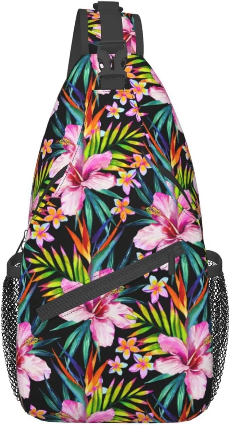 Hawaii Hawaiian Sling Bag,Multipurpose Crossbody Backpack Shoulder Chest Bag for Women Men Travel Hiking Daypack