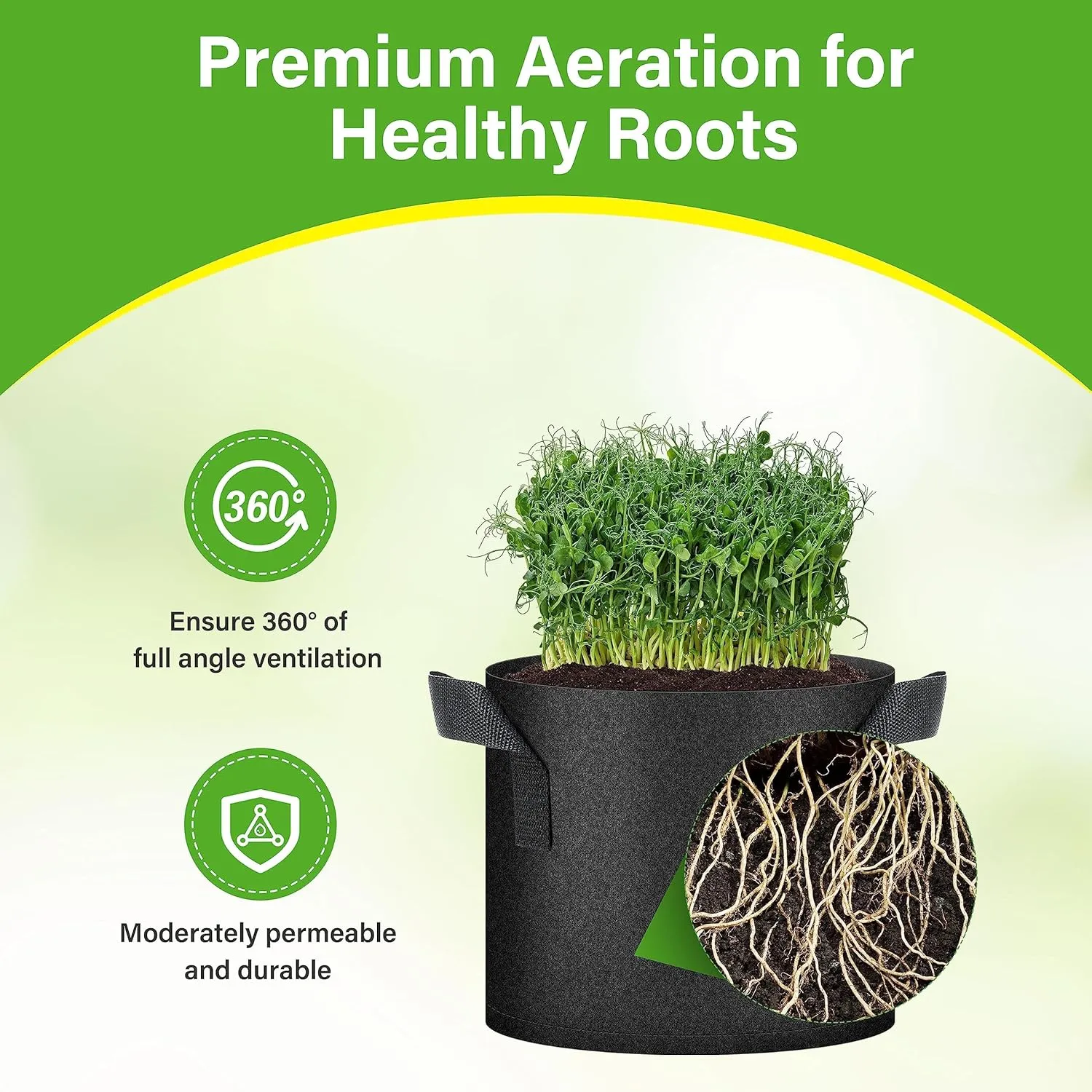 HealSmart 3 Gallon 10 Pack Plant Grow Bags, Tomoato Planter Pots with Handles, Aeration Nonwoven Fabric, Heavy Duty Gardening Planter for Vegetable, Herbs and Flowers, Black