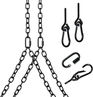 Heavy Duty 700 Lb Porch Swing Black Hanging Chain Kit (10 Foot Ceiling)