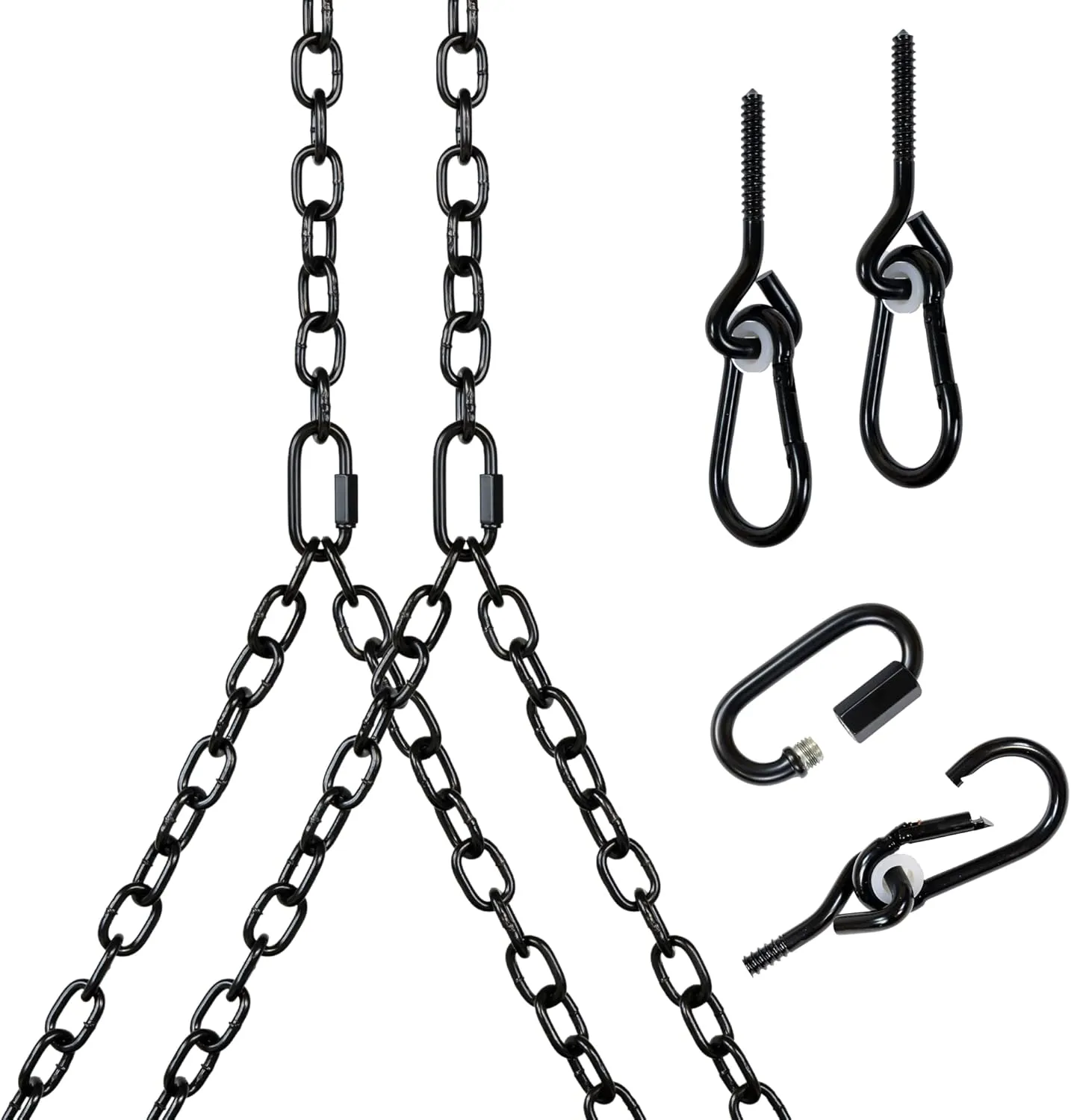 Heavy Duty 700 Lb Porch Swing Black Hanging Chain Kit (10 Foot Ceiling)