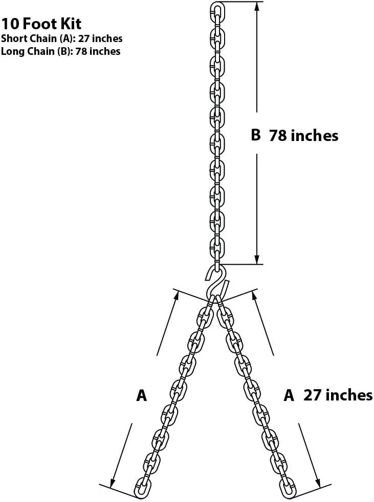 Heavy Duty 700 Lb Porch Swing Black Hanging Chain Kit (10 Foot Ceiling)