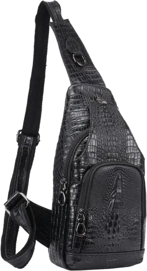Hebetag Leather Sling Bag Crossbody Backpack for Men WomenShoulder Chest Pack Multipurpose Casual Daypack