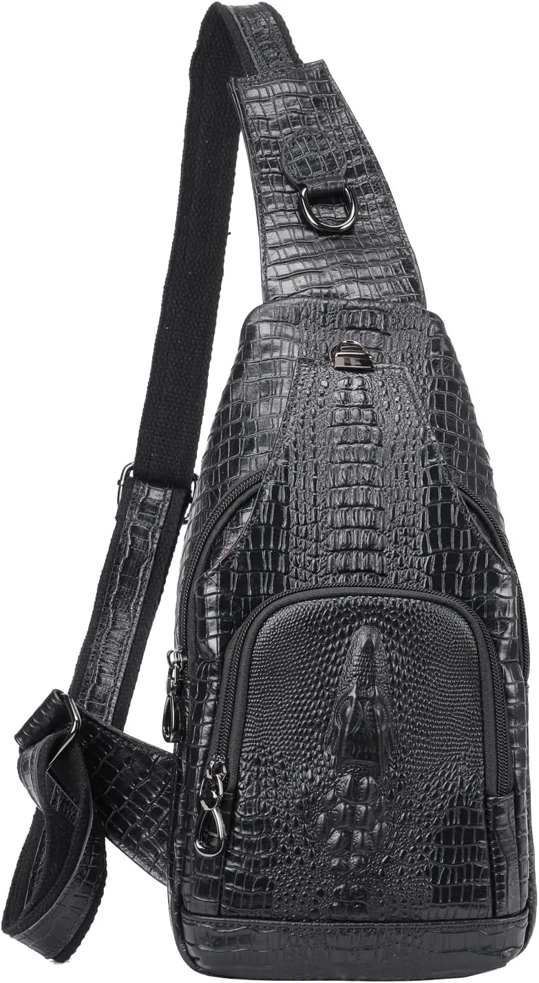 Hebetag Leather Sling Bag Crossbody Backpack for Men WomenShoulder Chest Pack Multipurpose Casual Daypack
