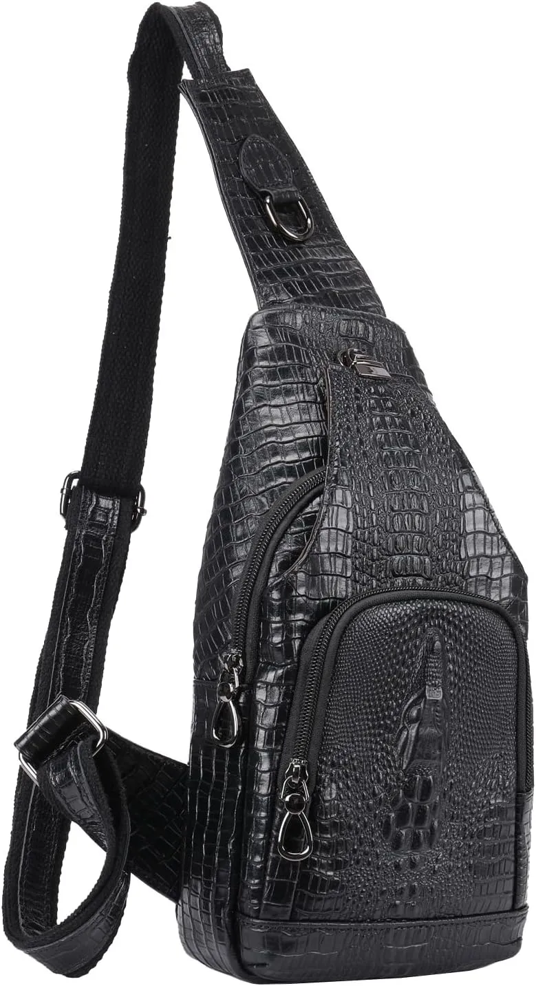Hebetag Leather Sling Bag Crossbody Backpack for Men WomenShoulder Chest Pack Multipurpose Casual Daypack