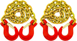 HENBOW Trailer Safety Chains,5/16" × 39" Tow Chain with Heavy Duty Hook,4400Lbs Safety Working Load,17600Lbs Break Strength,Grade 80 Chain with Slip Hook for Lifting Towing Logging Binding(2 Pack)