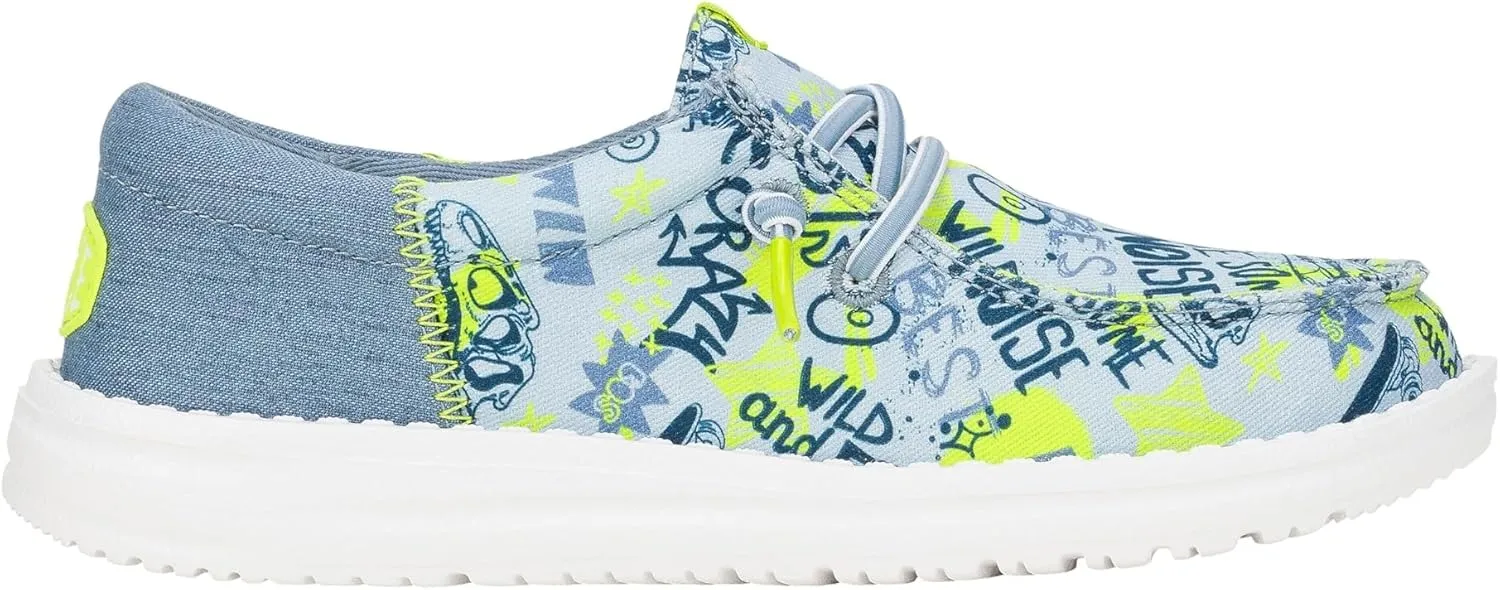 Hey Dude Kids Wally Funk Graffiti Mix (Little Kid/Big Kid) - Shoes for Kids - Textile Upper - Cotton Lining