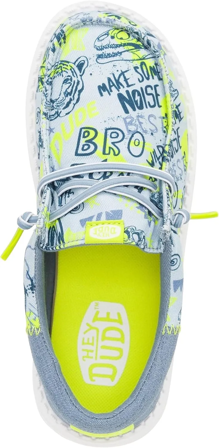Hey Dude Kids Wally Funk Graffiti Mix (Little Kid/Big Kid) - Shoes for Kids - Textile Upper - Cotton Lining