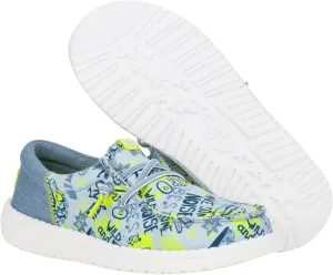 Hey Dude Kids Wally Funk Graffiti Mix (Little Kid/Big Kid) - Shoes for Kids - Textile Upper - Cotton Lining