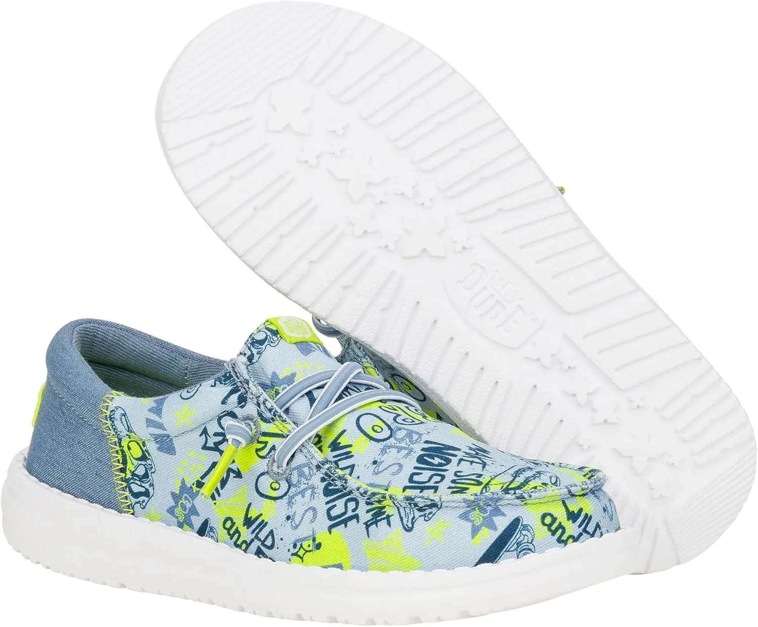 Hey Dude Kids Wally Funk Graffiti Mix (Little Kid/Big Kid) - Shoes for Kids - Textile Upper - Cotton Lining
