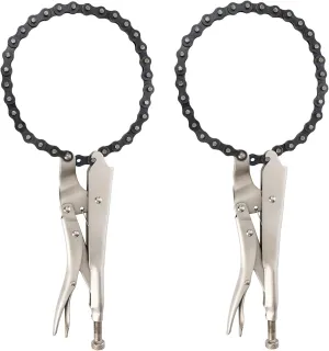 Hiceeden 2 Pack 9" Locking Chain Clamp with 20" Chain, Heavy Duty Chain Vise Grip, Locking Chian Pliers Chain Vise Wrench for Any Shaped Objects