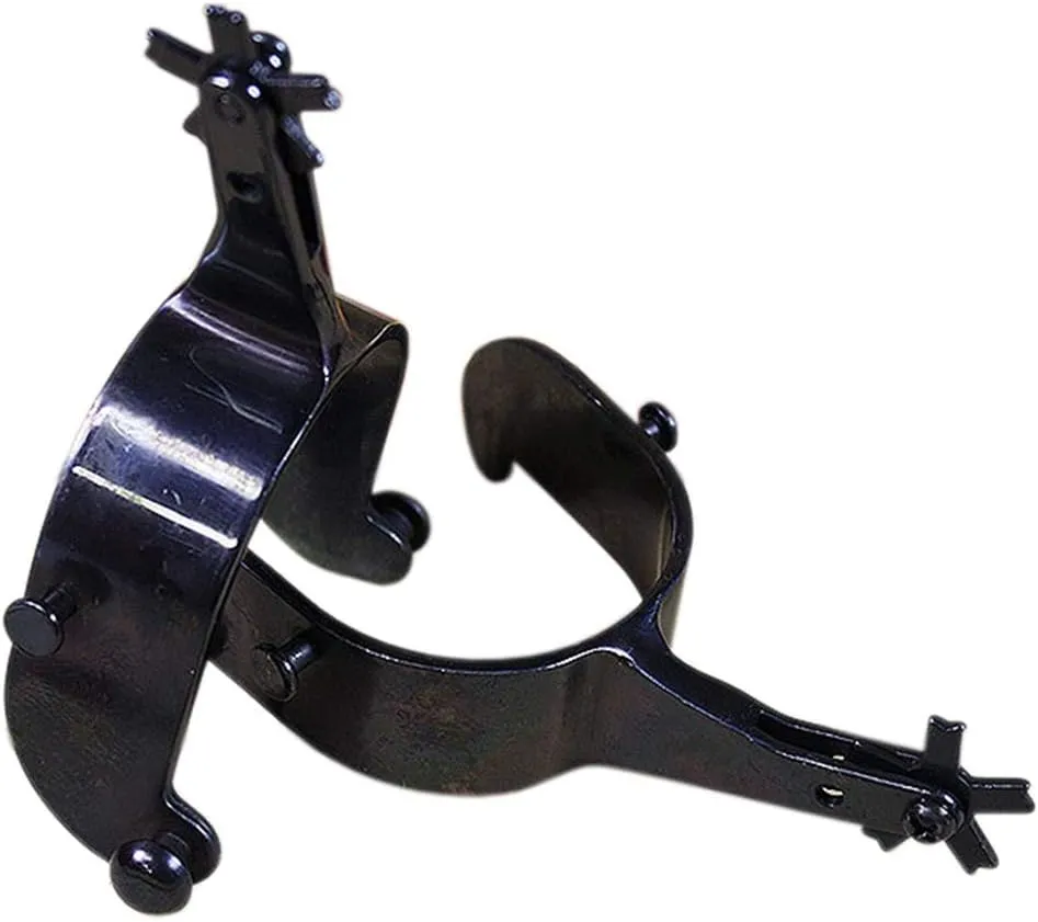 HILASON Black Steel Mens Bull Spur 5 Points Rowel Cowboy Rodeo