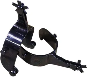 HILASON Black Steel Mens Bull Spur 5 Points Rowel Cowboy Rodeo