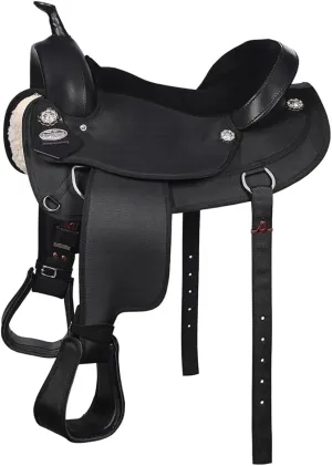 HILASON Flex Tree Western Horse Saddle Cordura Synthetic Trail & Pleasure | Synthetic Saddle | Western Saddle | Saddle for Horses | Horse Saddle Western