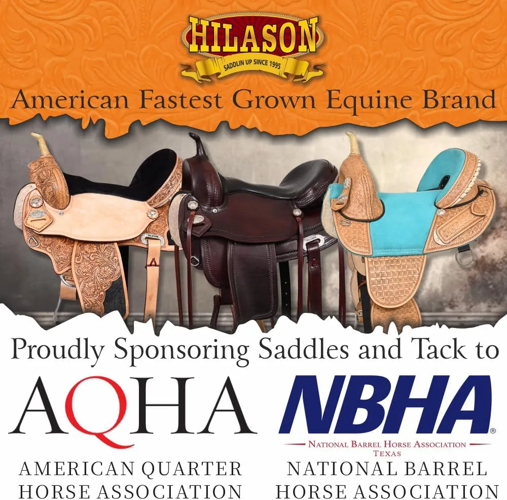 HILASON Flex Tree Western Horse Saddle in American Leather Barrel Trail | American Saddle Horse | Leather Saddle | Western Saddle | Saddle for Horses | Horse Saddle Western