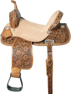 HILASON Flex Tree Western Horse Saddle in American Leather Barrel Trail | American Saddle Horse | Leather Saddle | Western Saddle | Saddle for Horses | Horse Saddle Western