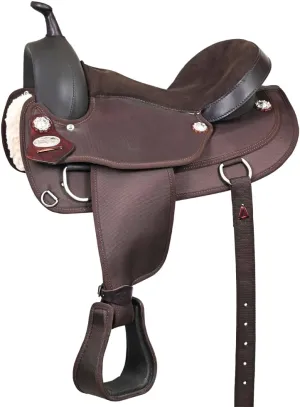 HILASON Flex Tree Western Horse Trail PleasureIn American Leather Saddle Brown | Leather Saddle | Western Saddle | Saddle for Horses | Horse Saddle Western