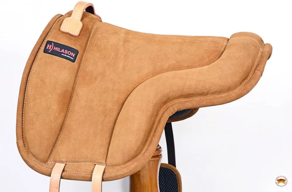 HILASON Horse Bareback Saddle Pad Anti Slip Base Suede Leather Brown