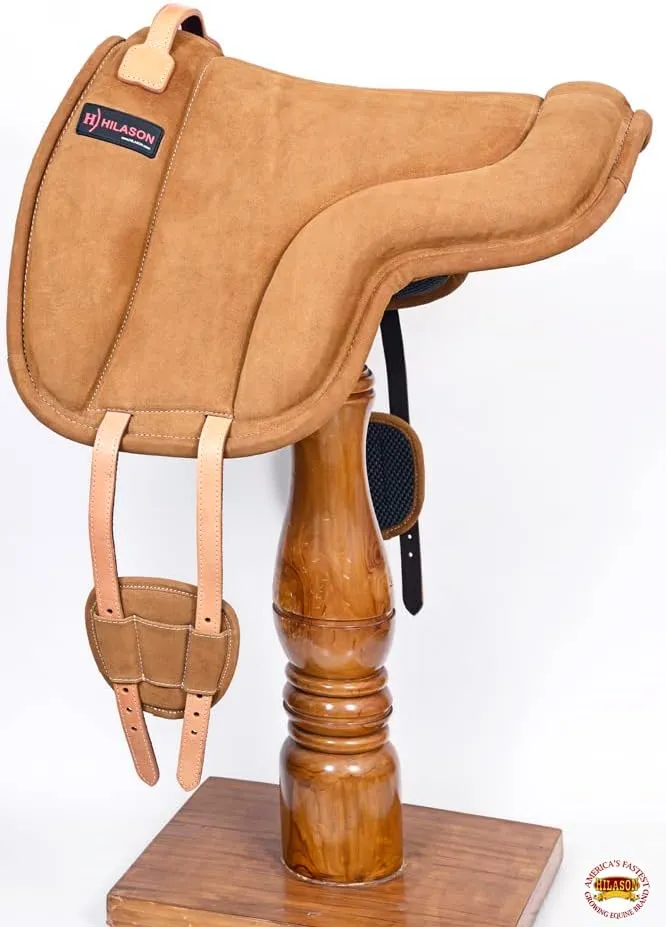 HILASON Horse Bareback Saddle Pad Anti Slip Base Suede Leather Brown