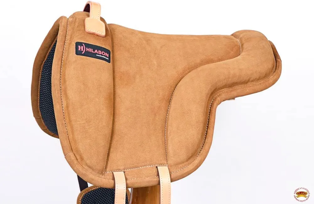 HILASON Horse Bareback Saddle Pad Anti Slip Base Suede Leather Brown