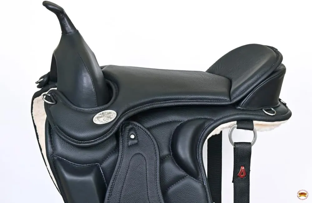 HILASON Horse English Treeless Saddle Endurance Trail Pleasure Leather
