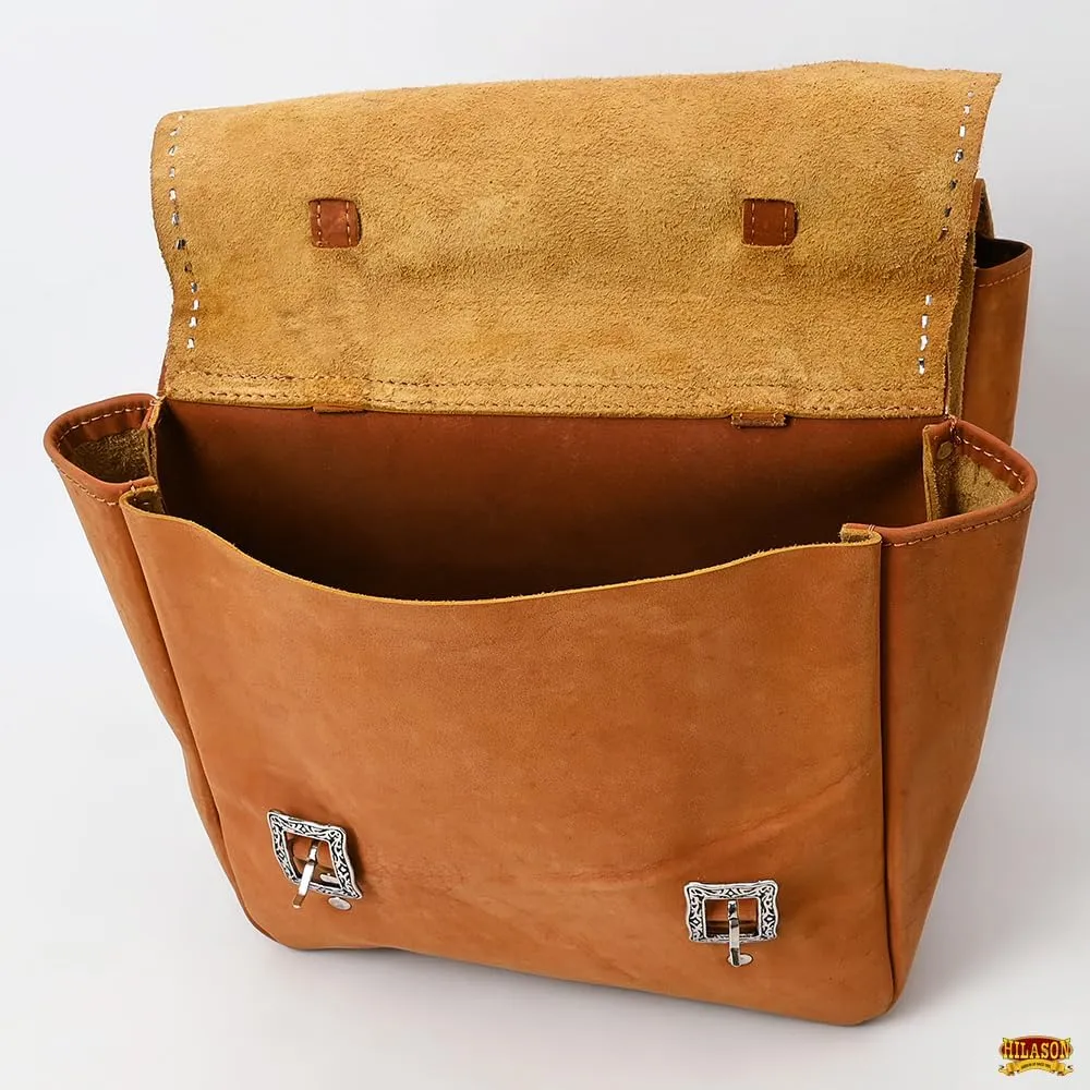 HILASON Soft Leather Horse Saddle Bag Tan | Equestrian Western Leather Saddle Bag | Adjustable Closure Saddle Bag