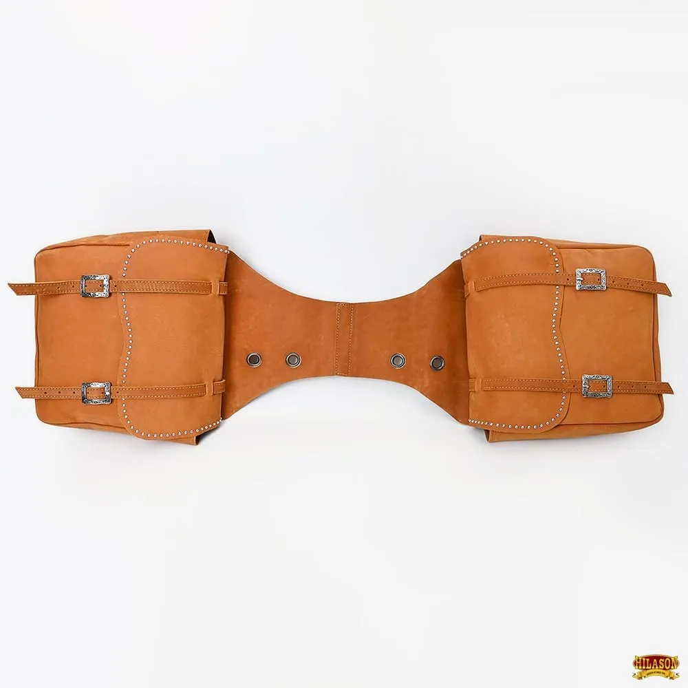 HILASON Soft Leather Horse Saddle Bag Tan | Equestrian Western Leather Saddle Bag | Adjustable Closure Saddle Bag