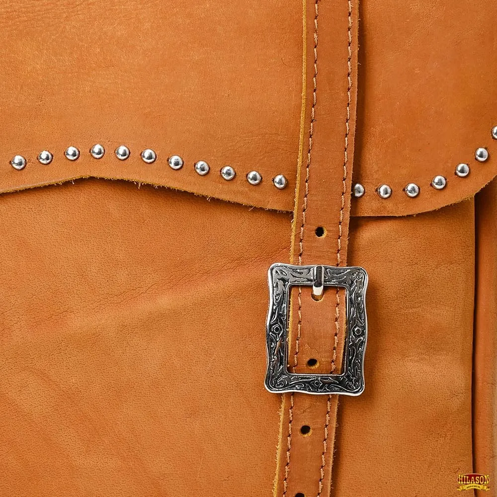 HILASON Soft Leather Horse Saddle Bag Tan | Equestrian Western Leather Saddle Bag | Adjustable Closure Saddle Bag
